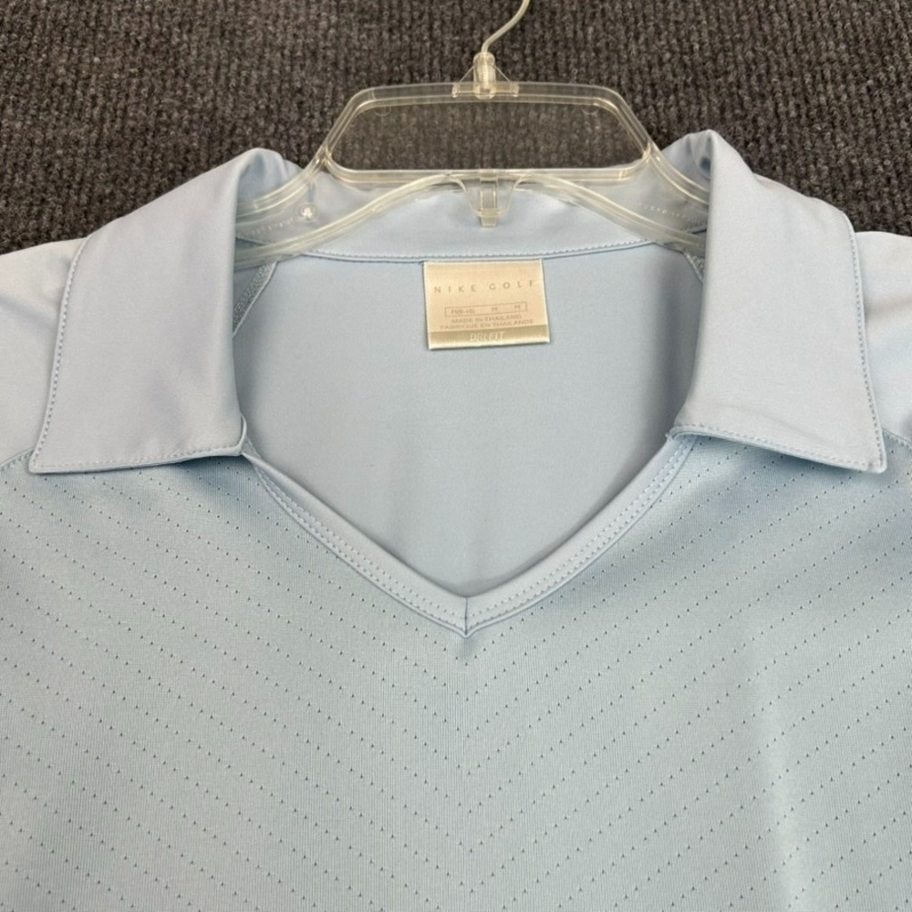 NIKE Golf Dri-Fit Women's Shirt Medium Short Sleeve Polo Ice Blue Preppy Sporty - Picture 2 of 12